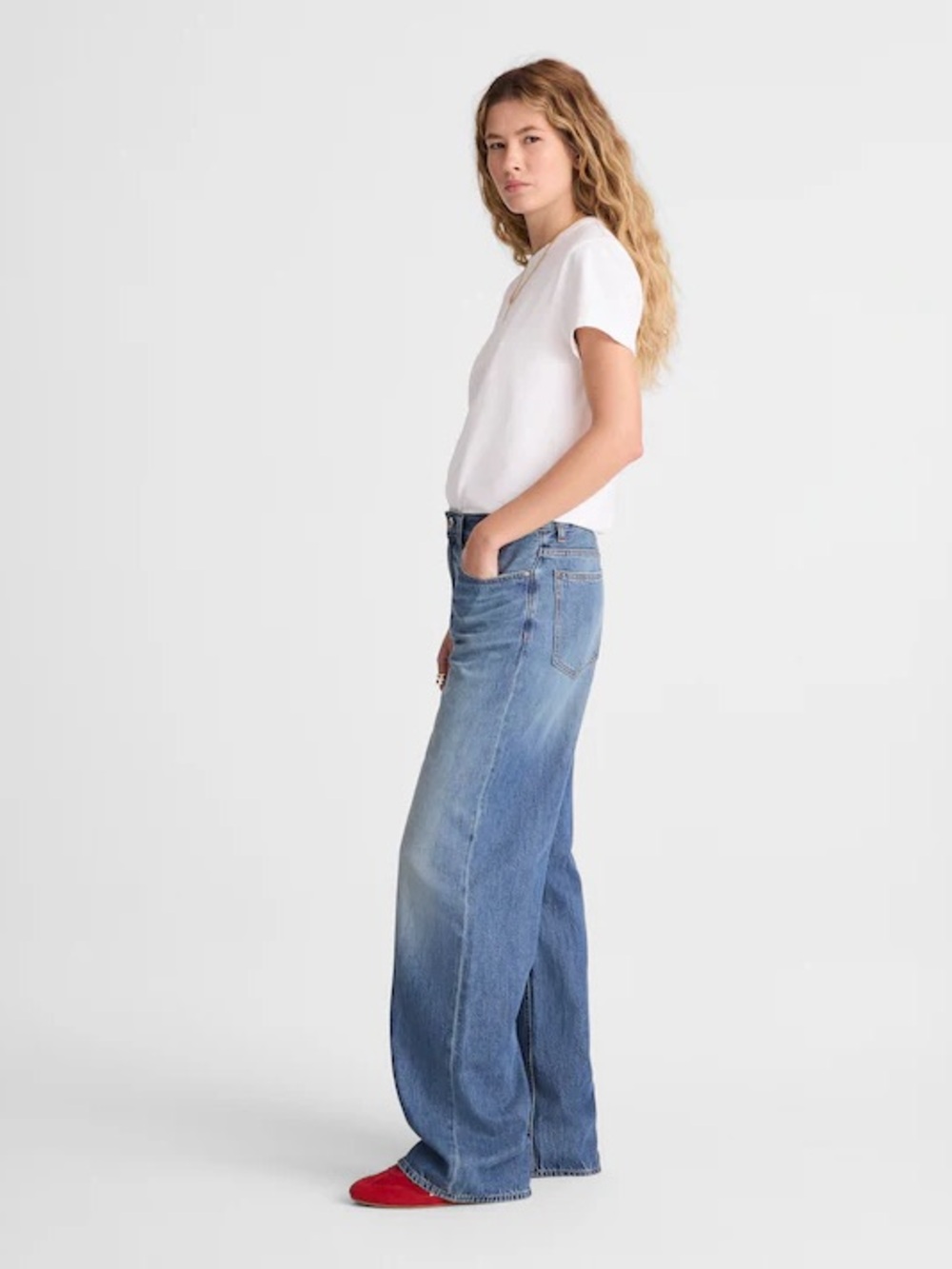 Madewell Petite Low-Slung Baggy Jeans in Airy Denim Size 29P NWT
